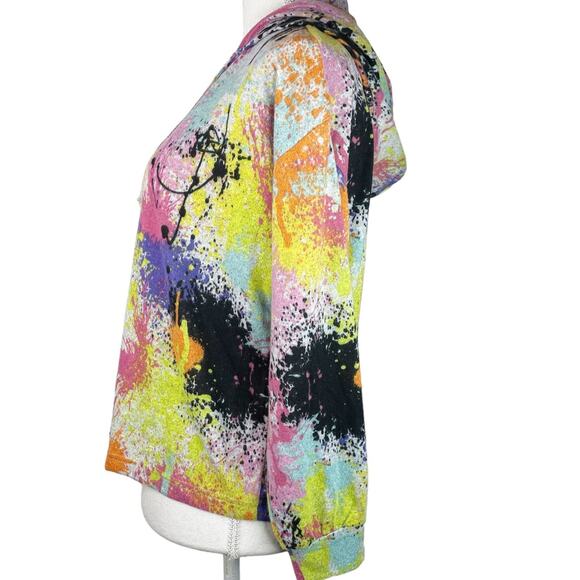 Jolie & Joy Abstract Graphic Print Pullover Hoodie Sweater Multicolor L NWT - Picture 5 of 10
